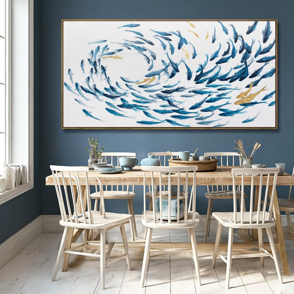 Ocean Coastal Wall Art 29x58 Blue Canvas for Living Room – image 3