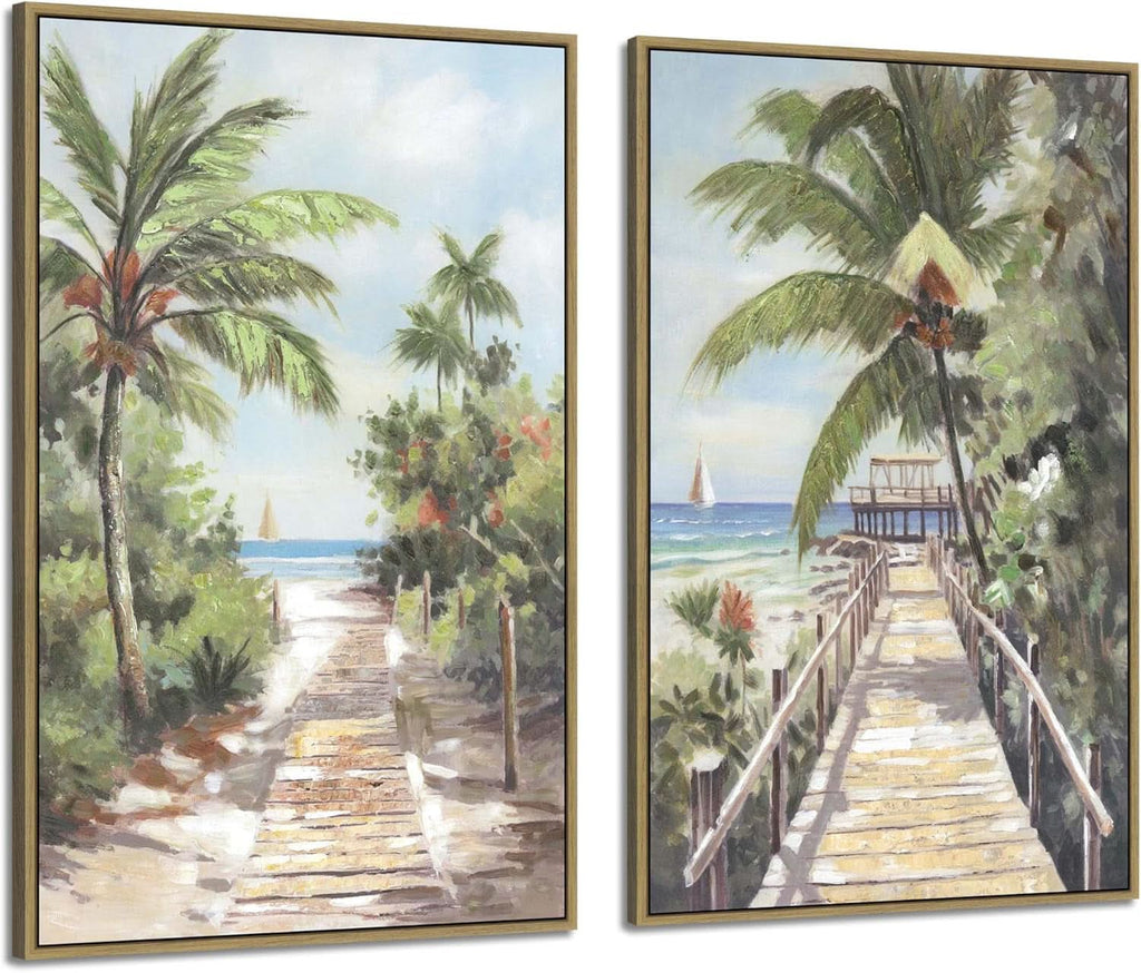 Coastal Wall Art 24x36 Turquoise Canvas for Living Room – main view
