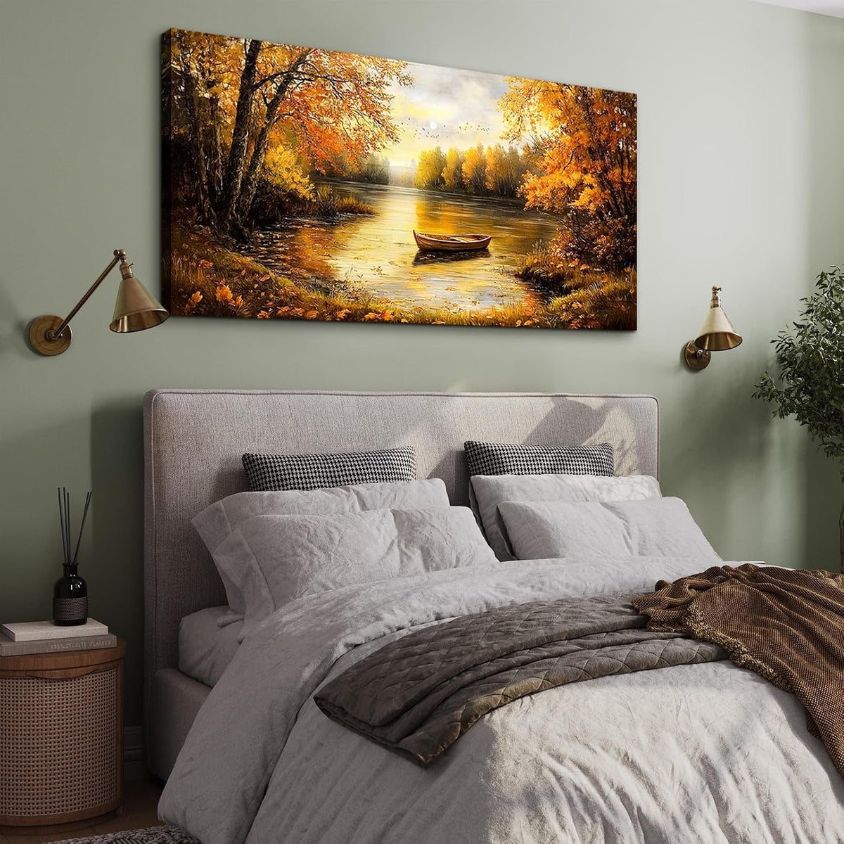 Autumn Landscape Wall Art 29x57 Gold Canvas for Living Room – image 2