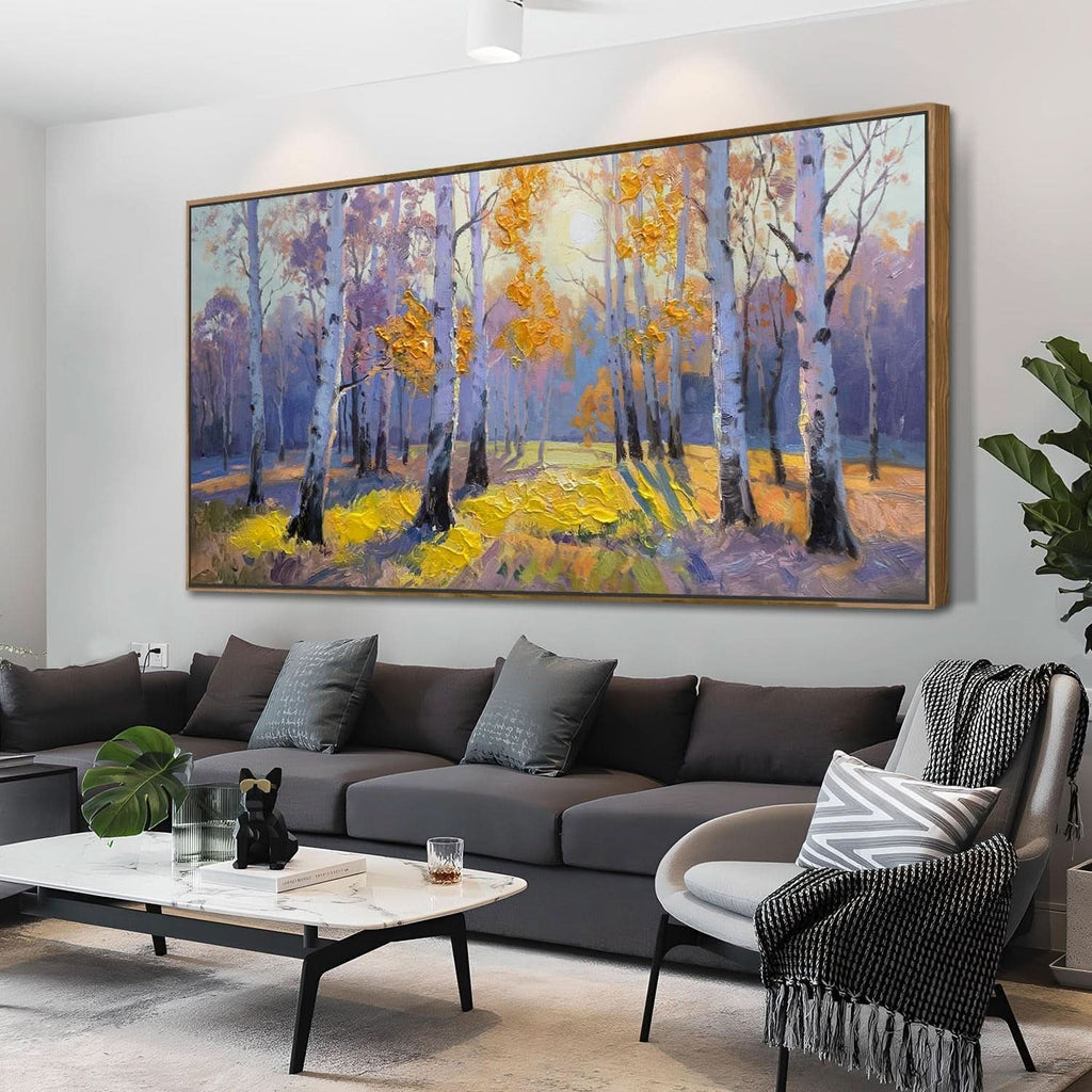 Forest Birch Landscape Wall Art 58x29 Framed Canvas – image 3