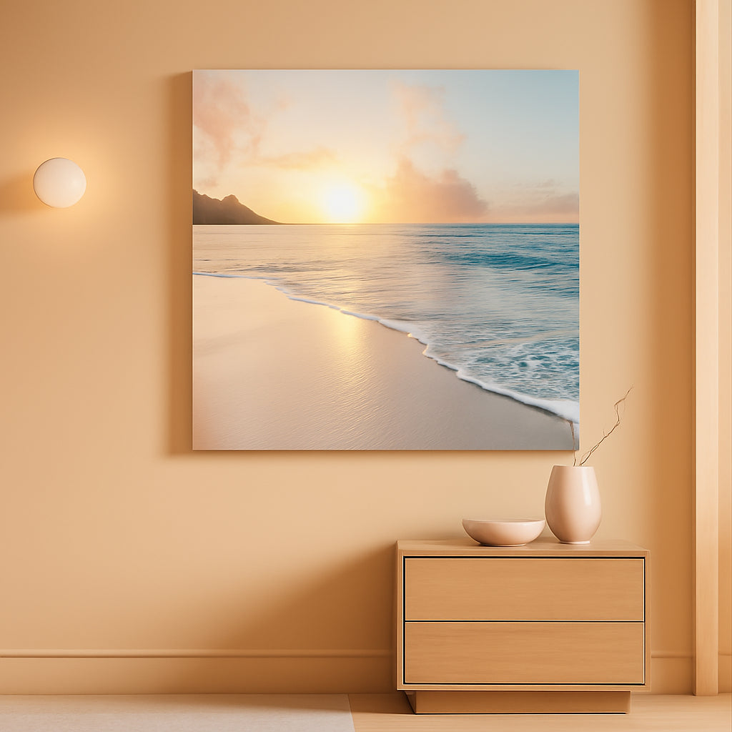 Sunset Coastal Wall Art 20x40 Blue Canvas for Living Room – main view
