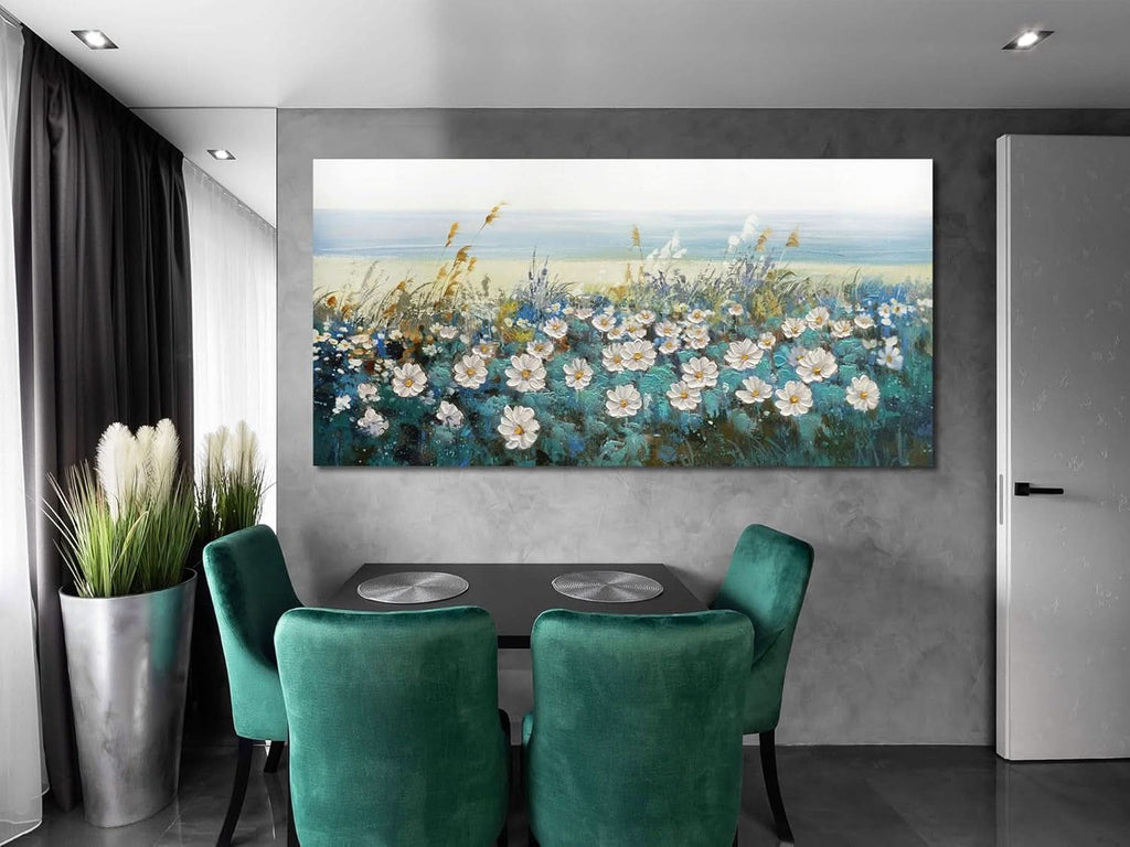 Daisy Textured Canvas Wall Art 58x29 Hand-Painted for Living Room – image 5
