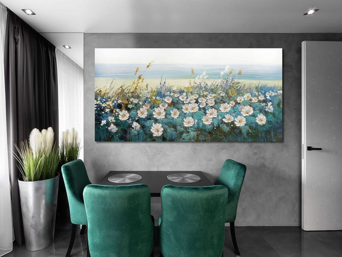 Daisy Textured Canvas Wall Art 58x29 Hand-Painted for Living Room – image 5