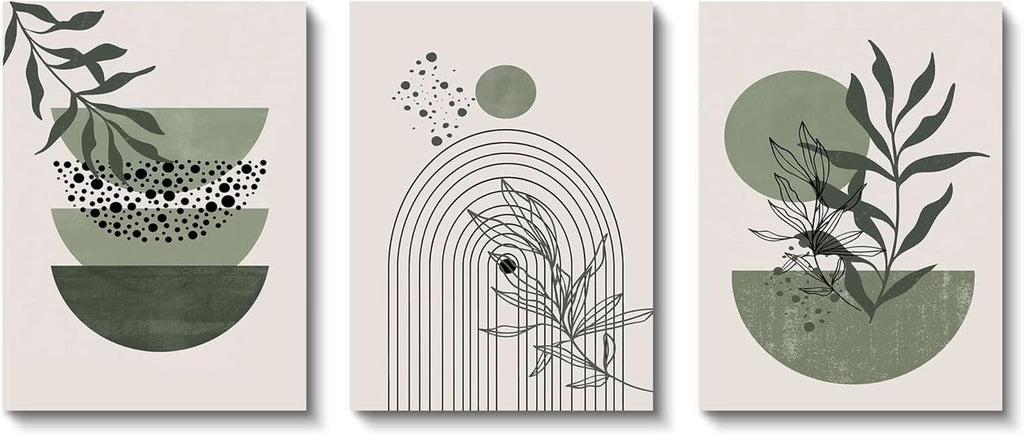 Boho Botanical Wall Art Set of 3 Framed Sage Green, 12x16 in – image 7