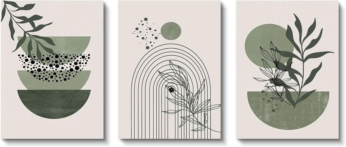 Boho Botanical Wall Art Set of 3 Framed Sage Green, 12x16 in – image 7