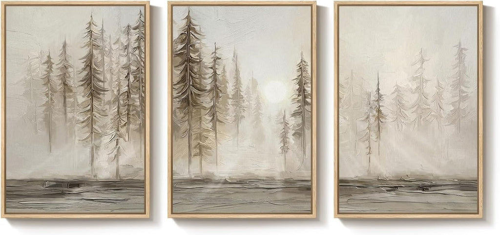 Forest Pastel Landscape Wall Art Set of 3 Framed for Living Room – image 9