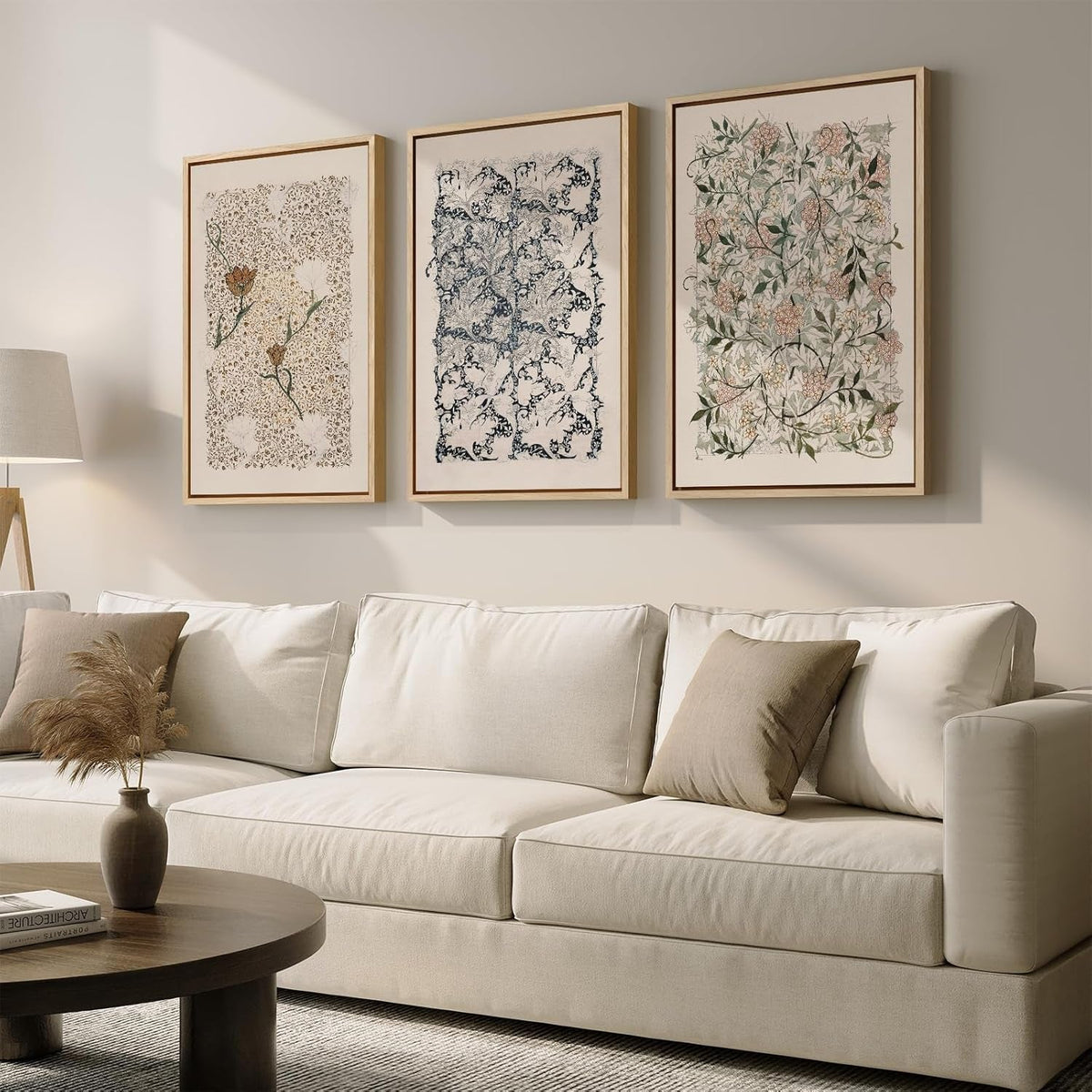 William Morris Botanical Wall Art Set of 3 Framed Canvas, 30x60 in – image 2