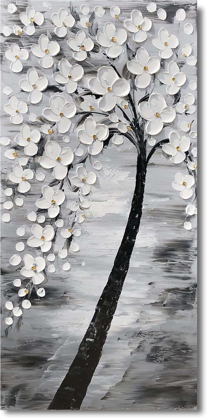 Bright Flower 3D Floral Wall Art Hand-Painted White Canvas – image 2