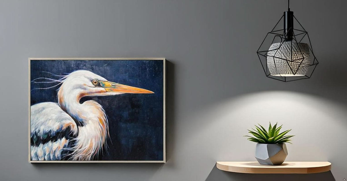 Blue Heron Textured Wall Art Hand-Painted Framed Canvas – image 9