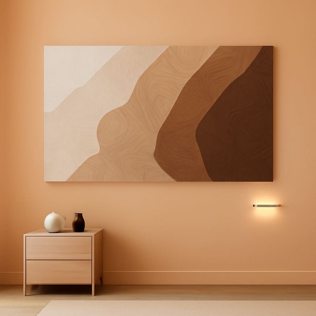 Black and White Wall Art 29x58 Hand-Painted Brown Canvas – main view