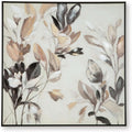 Floral Wall Art 40x40 Framed Tan Canvas for Living Room – main view