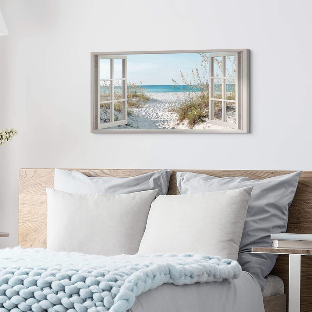 Seascape Ocean Beach Coastal Wall Art Extra Large Blue Canvas – image 4