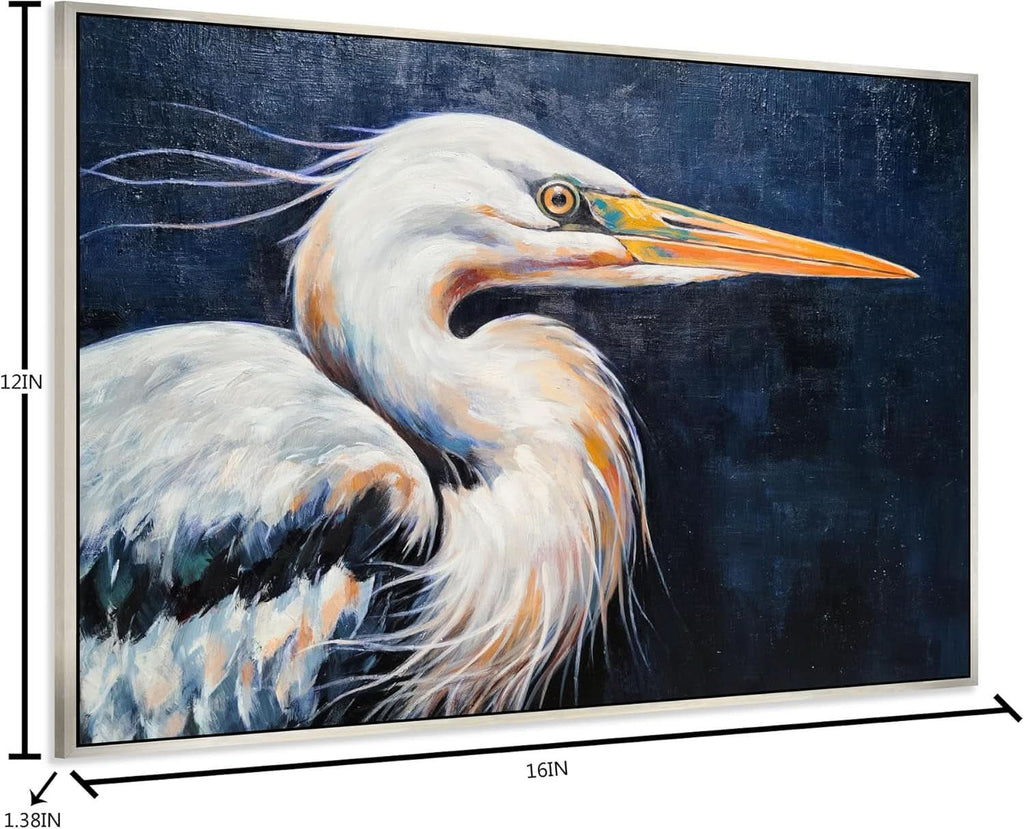 Blue Heron Textured Wall Art Hand-Painted Framed Canvas – image 2