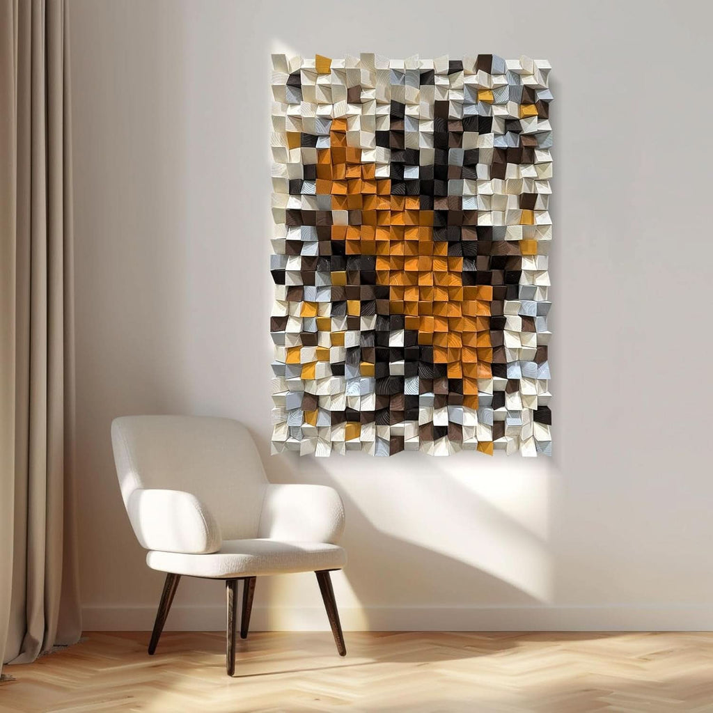 Mosaic Wall Art 27.6x39.4 White Orange for Living Room – image 6
