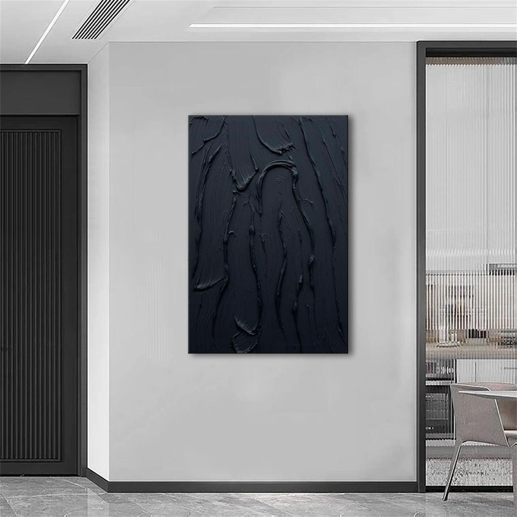 Thick Textured Canvas Wall Art 24x36 Hand-Painted Black – image 5