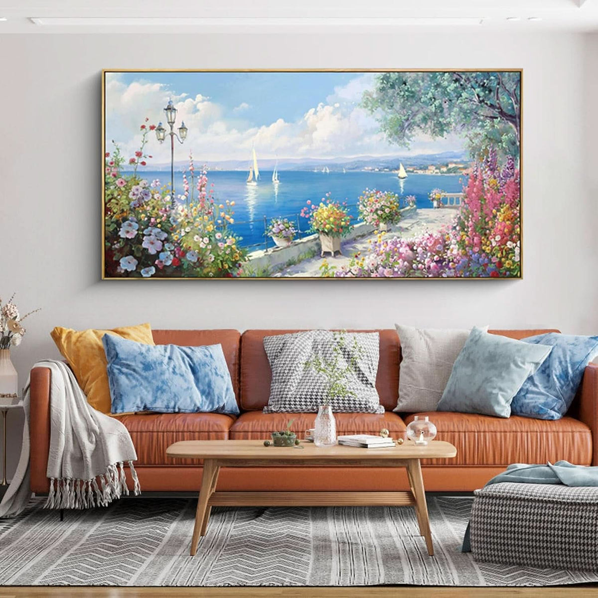 Seascape Ultramarine Coastal Wall Art 58x29 Canvas – image 2