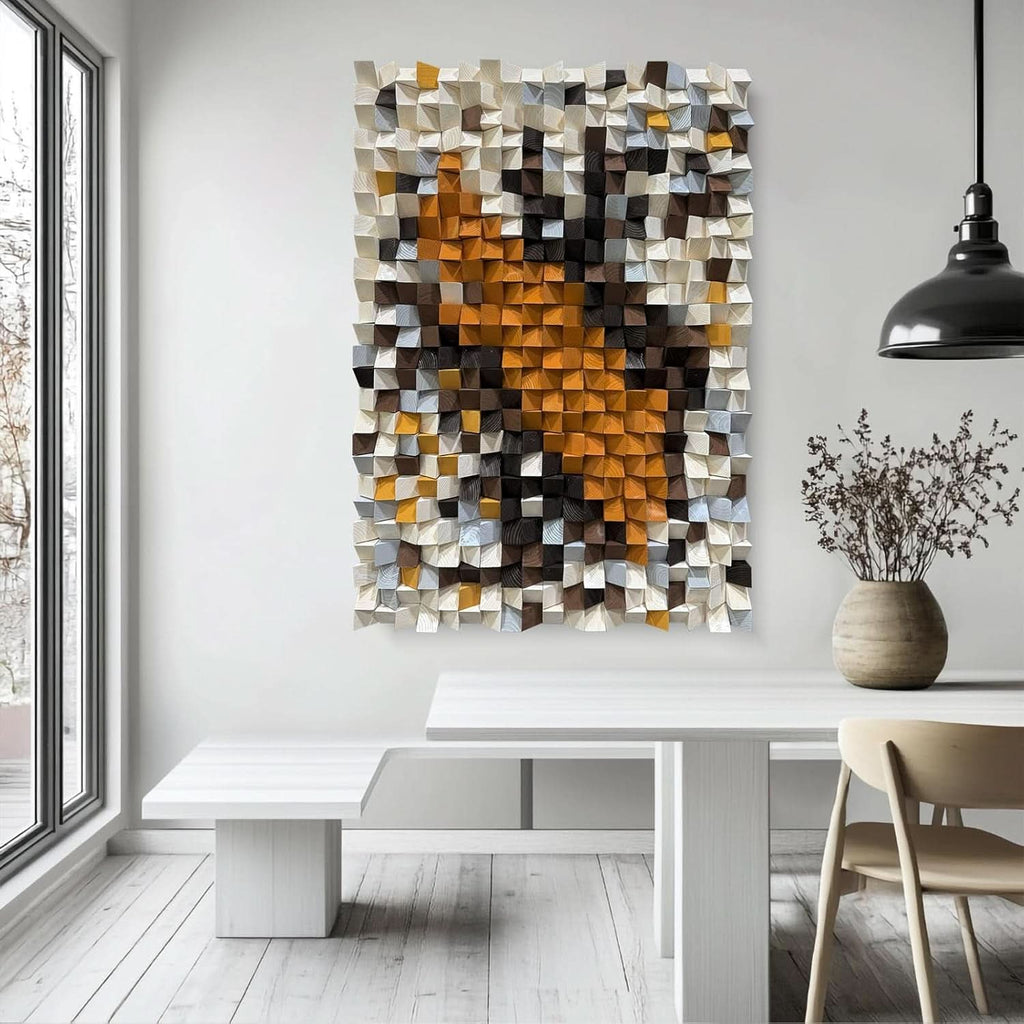Mosaic Wall Art 27.6x39.4 White Orange for Living Room – image 10