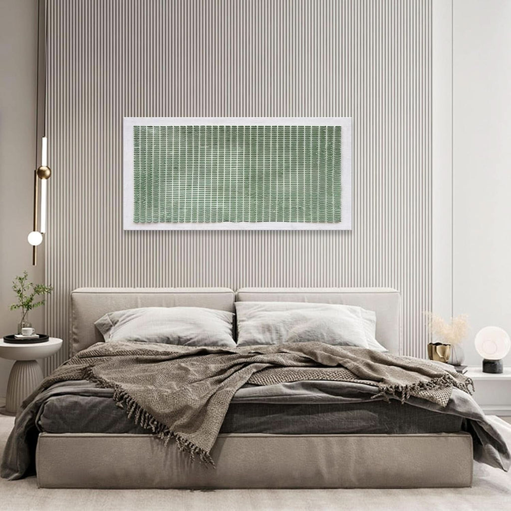 Finish Textured Abstract Wall Art 24x48 Hand-Painted White Green – image 5