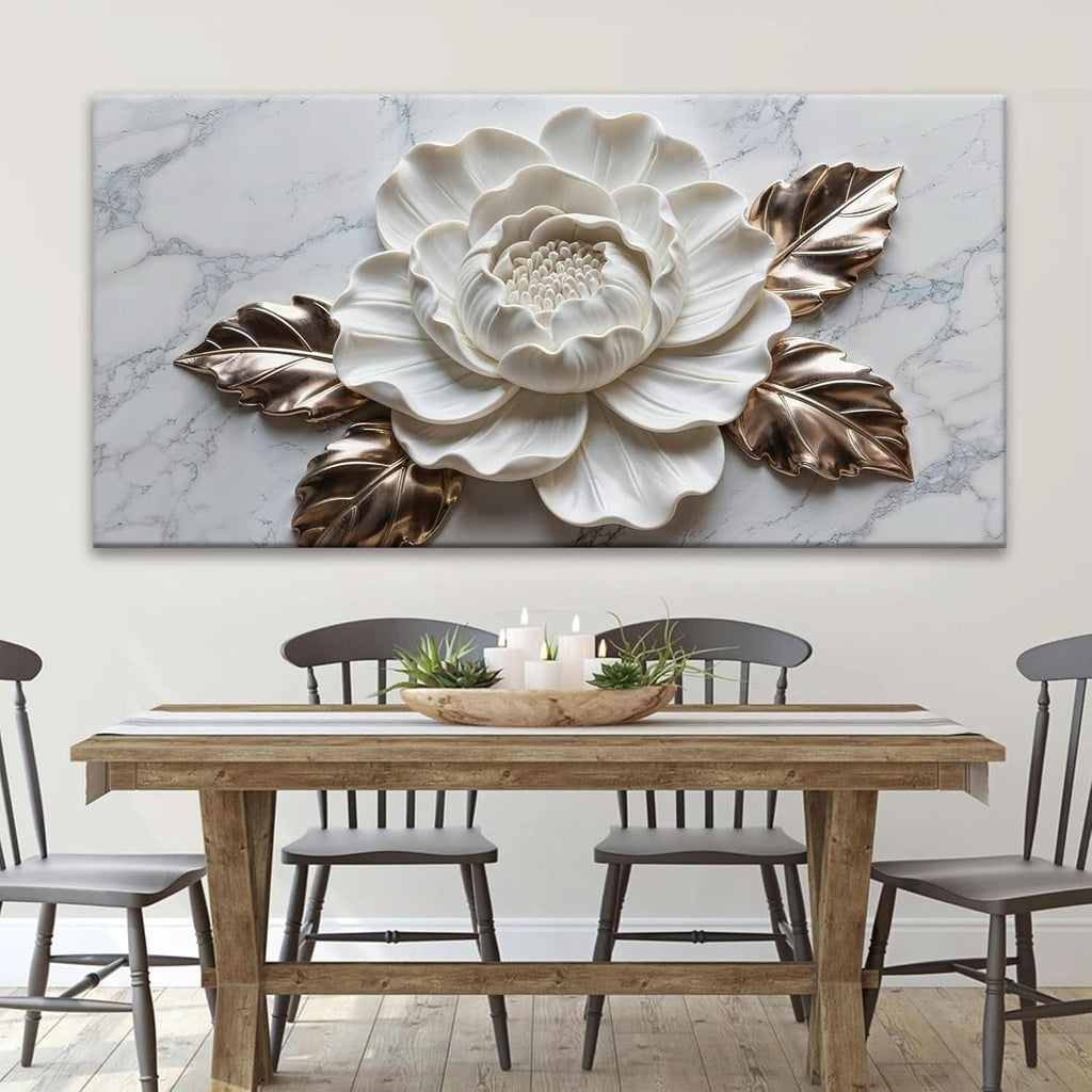 Sophi sticated Floral Wall Art 29x58 Hand-Painted White Canvas – image 5