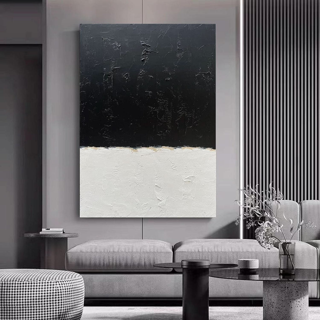 Black and White Wall Art 45x30 Hand-Painted for Living Room – image 6
