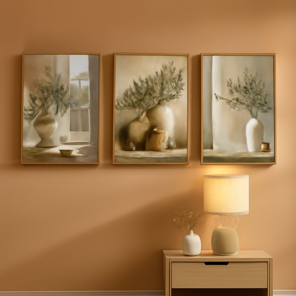 Olive Branch Botanical Wall Art Set of 3 Framed Canvas, 16x24 in – main view