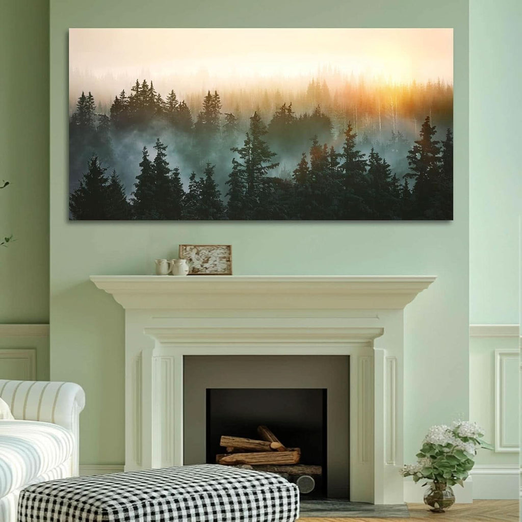 Sunrise Forestscape Landscape Wall Art 48x24 Framed Canvas – image 5