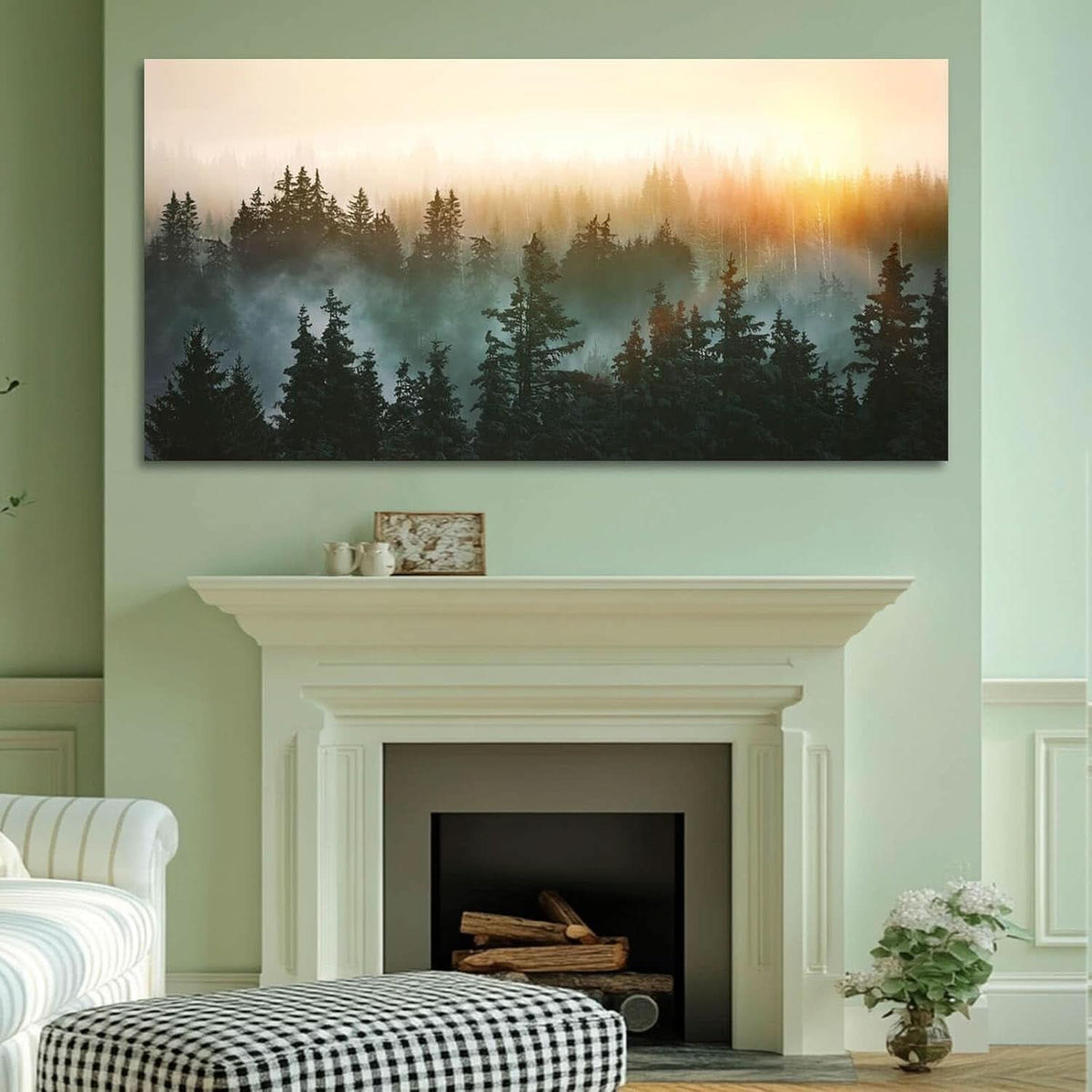Sunrise Forestscape Landscape Wall Art 48x24 Framed Canvas – image 5