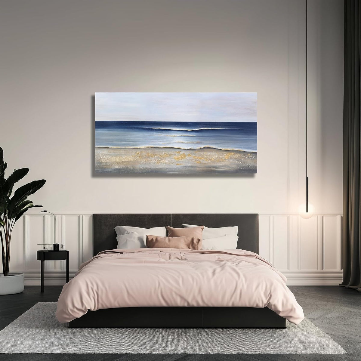 Oceanic Coastal Wall Art 24x48 Gold Cerulean Canvas – image 4