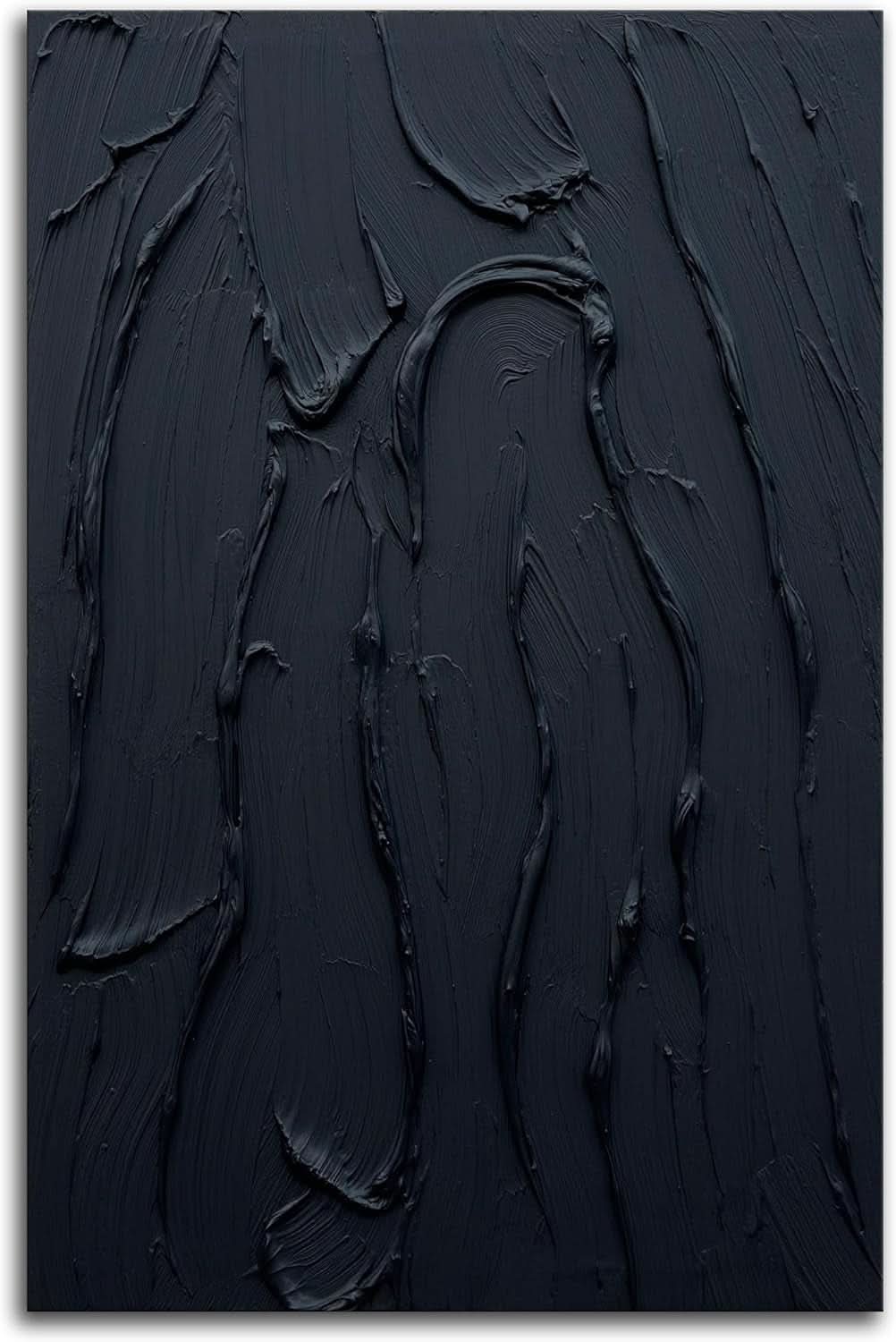 Thick Textured Canvas Wall Art 24x36 Hand-Painted Black – image 2