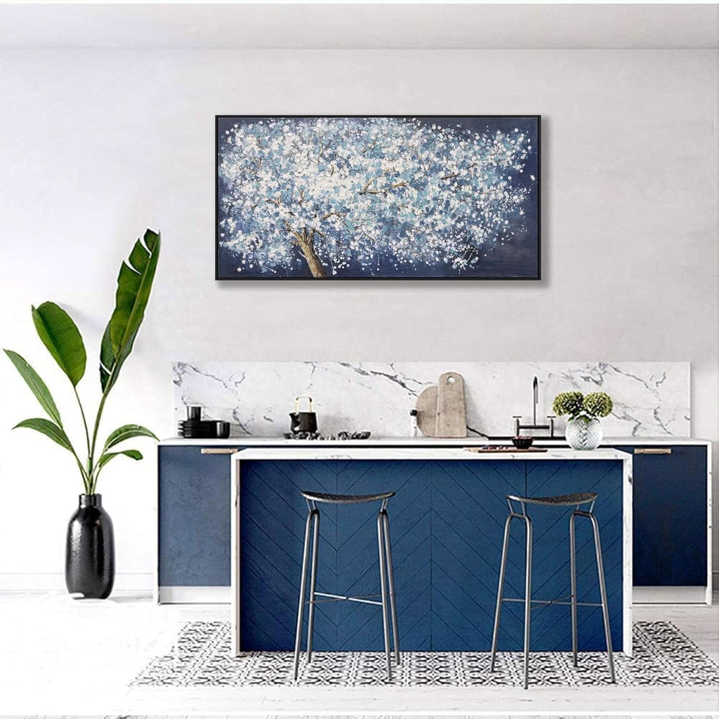 Abstract Wall Art 20x40 White Blue Canvas for Living Room – image 4