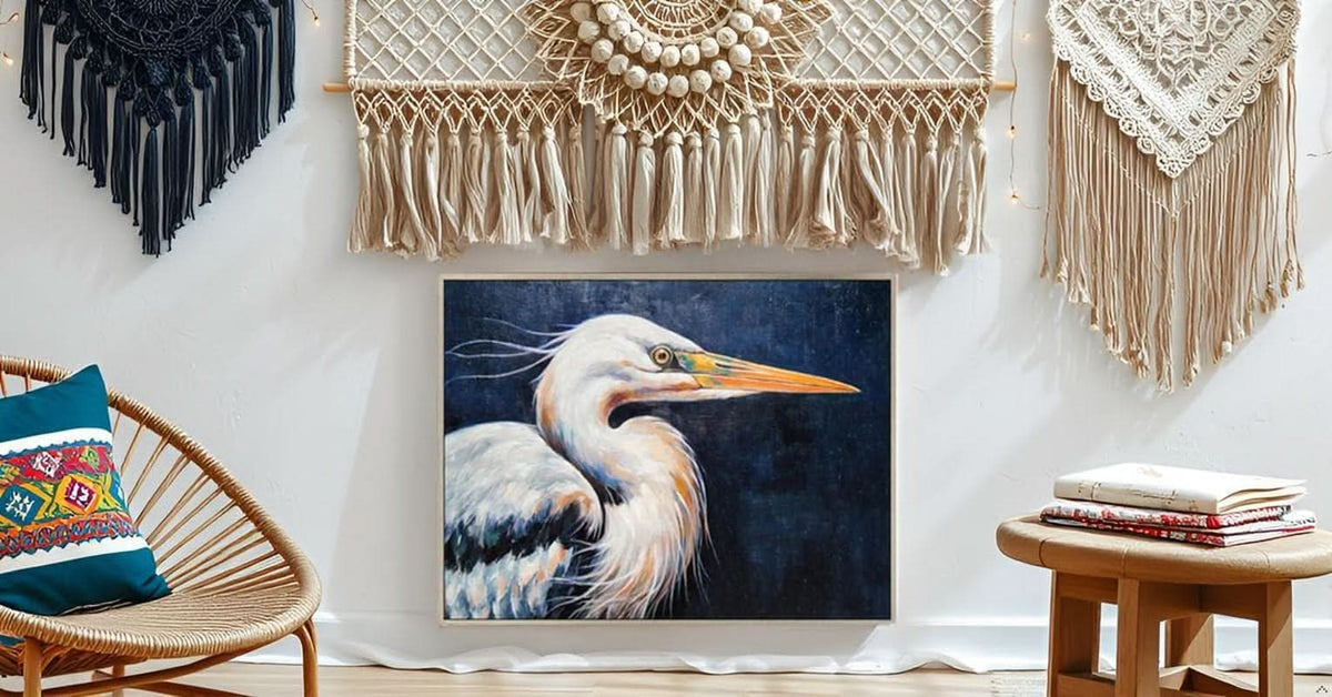 Blue Heron Textured Wall Art Hand-Painted Framed Canvas – image 7