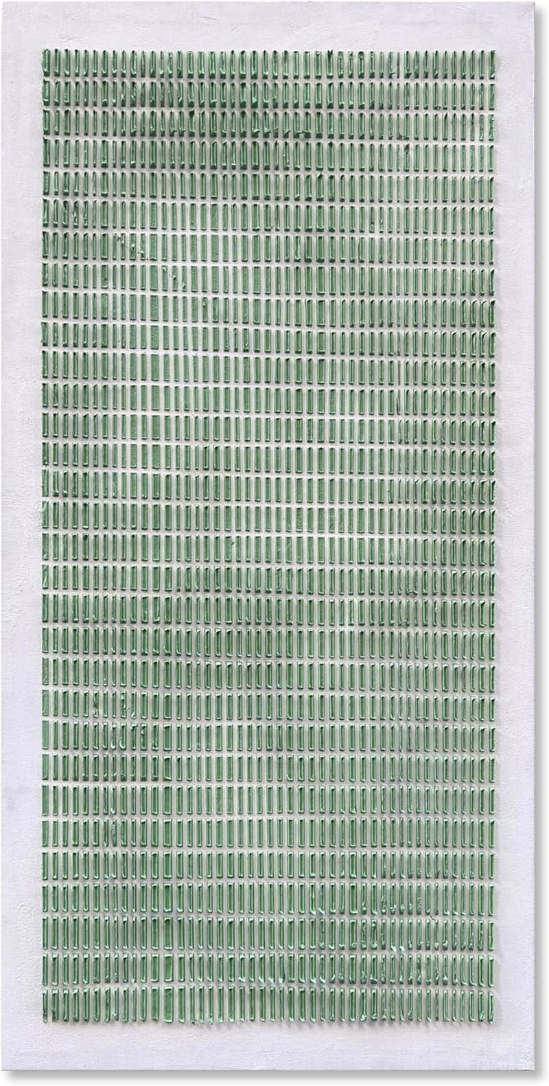 Finish Textured Abstract Wall Art 24x48 Hand-Painted White Green – image 2