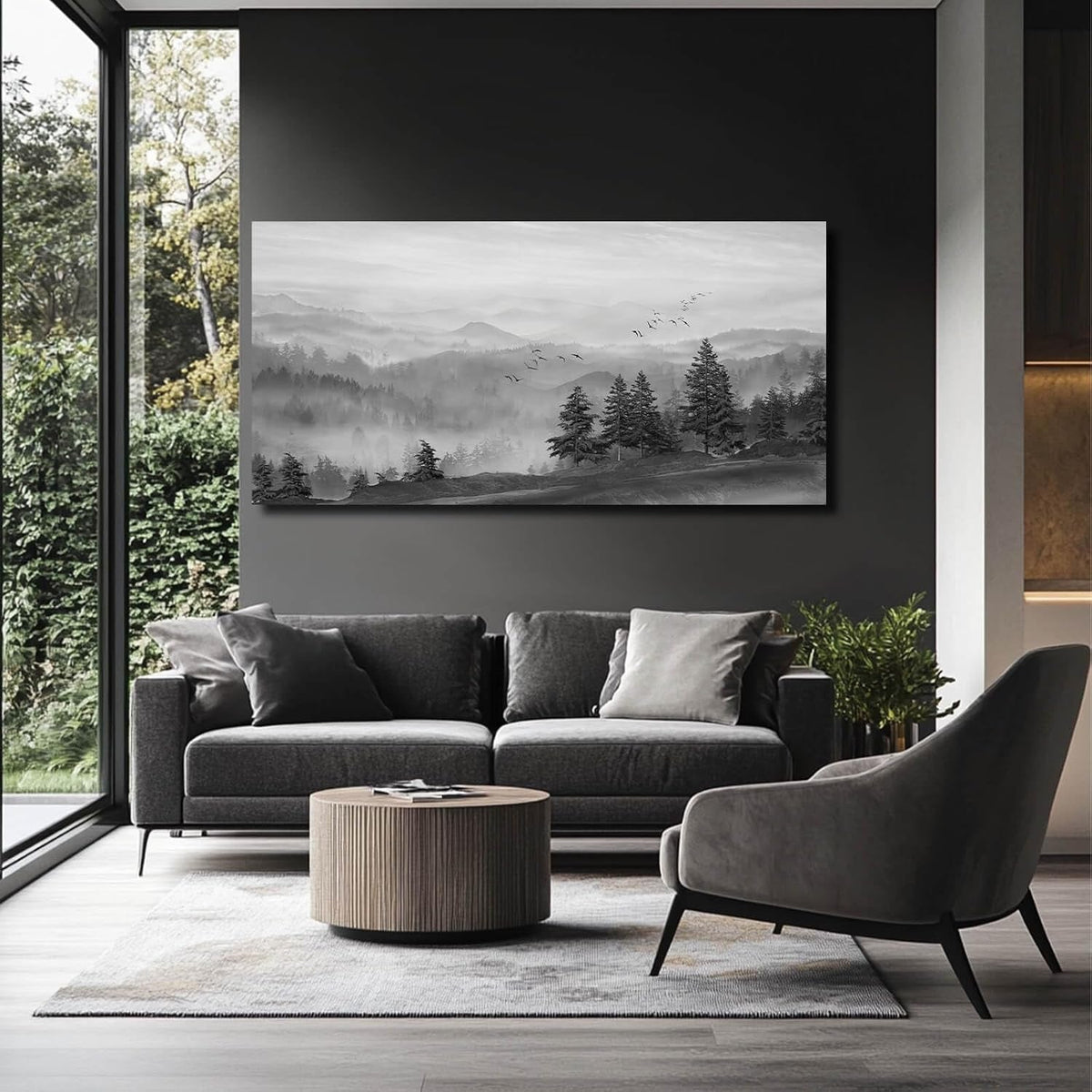 Mountain Graystone Landscape Wall Art 24x48 Canvas – image 2