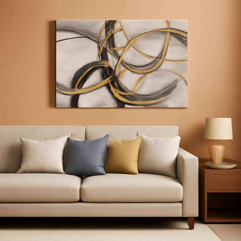 Slate Metallic Abstract Wall Art 24x48 Gray Canvas – main view