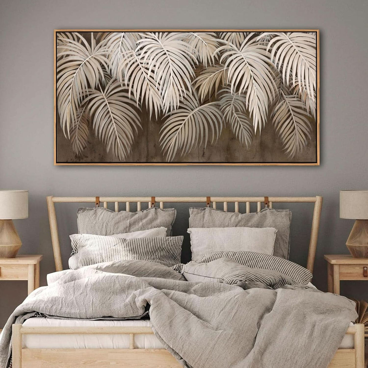 Professional Boho Wall Art 24x48 Framed Neutral Canvas – image 3