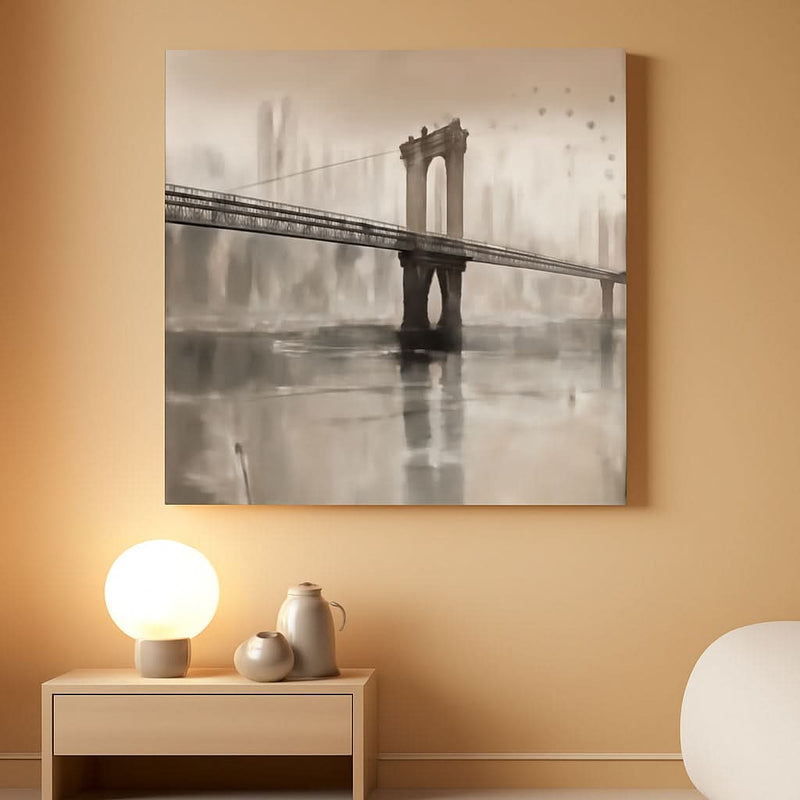 Brooklyn Bridge Cityscape Wall Art 40x20 Hand-Painted Colorful Canvas – main view