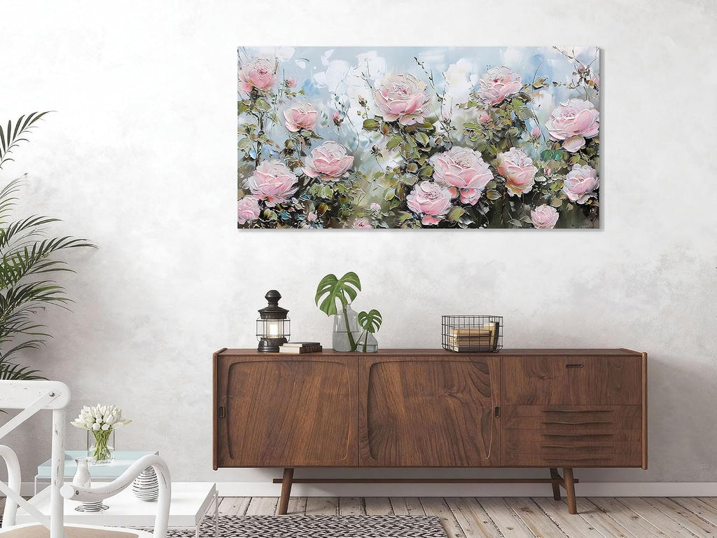 Rose Floral Wall Art 40x20 Pink Canvas for Living Room – image 5