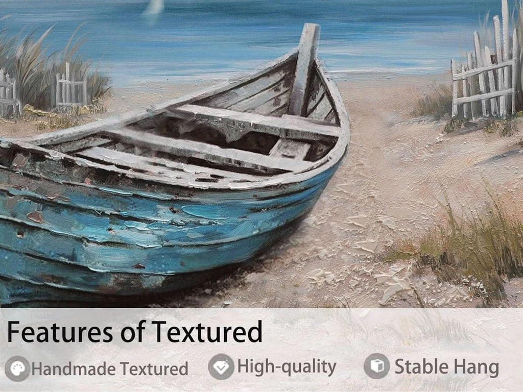 Nautical Textured Coastal Wall Art 40x20 Blue Canvas – image 4