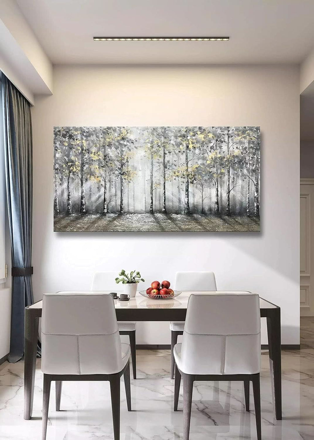 Impressionist Abstract Wall Art 30x60 Hand-Painted Gray Canvas – image 4