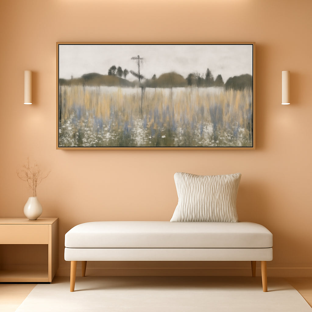 Meadow Landscape Wall Art 48x24 Purple Cerulean Canvas – main view