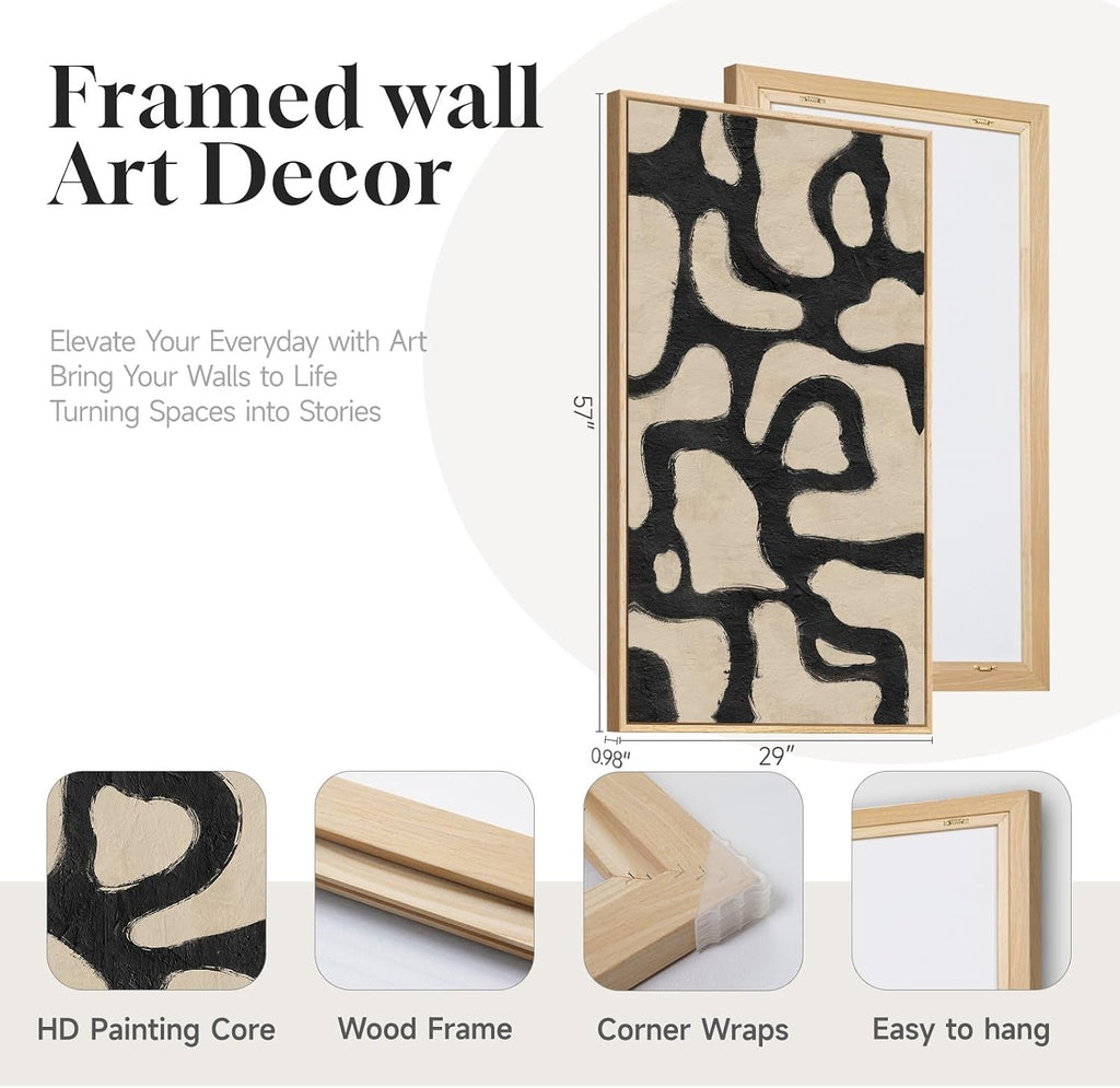 Modernist Abstract Wall Art 30x60 Framed Beige for Living Room – image 5