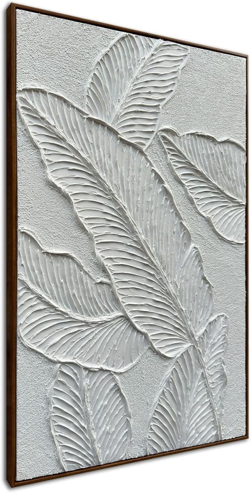 Matte Sleek Textured Canvas Wall Art 24x36 Framed White – image 2