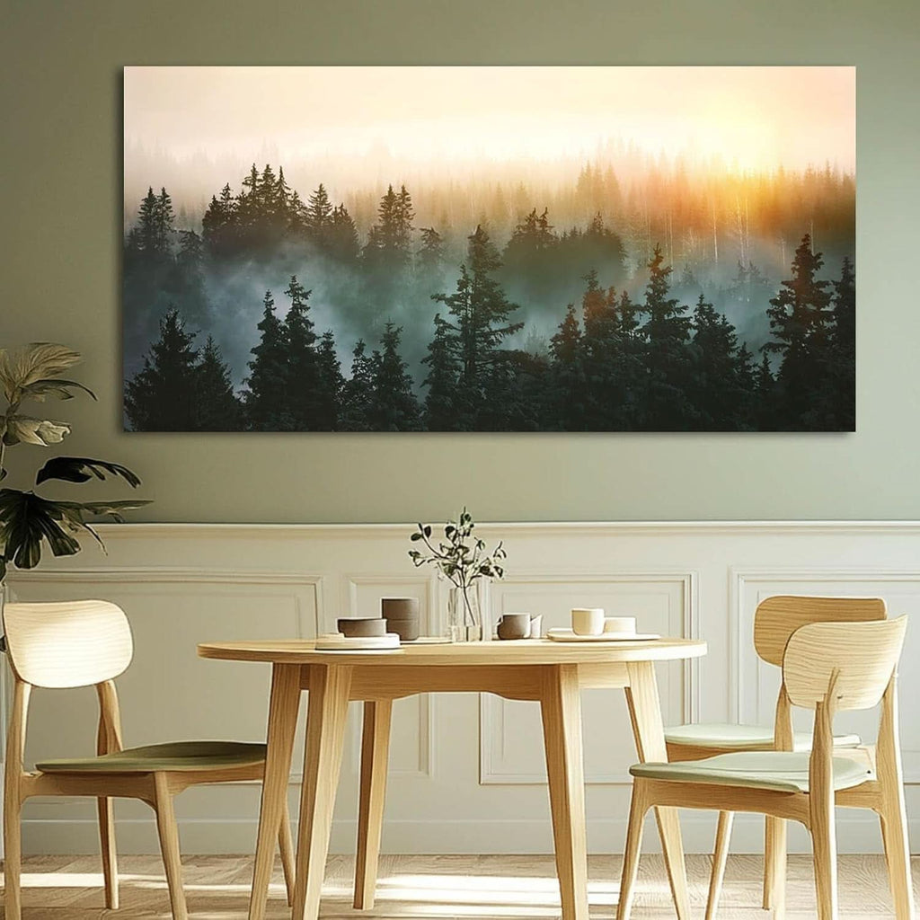 Sunrise Forestscape Landscape Wall Art 48x24 Framed Canvas – image 3