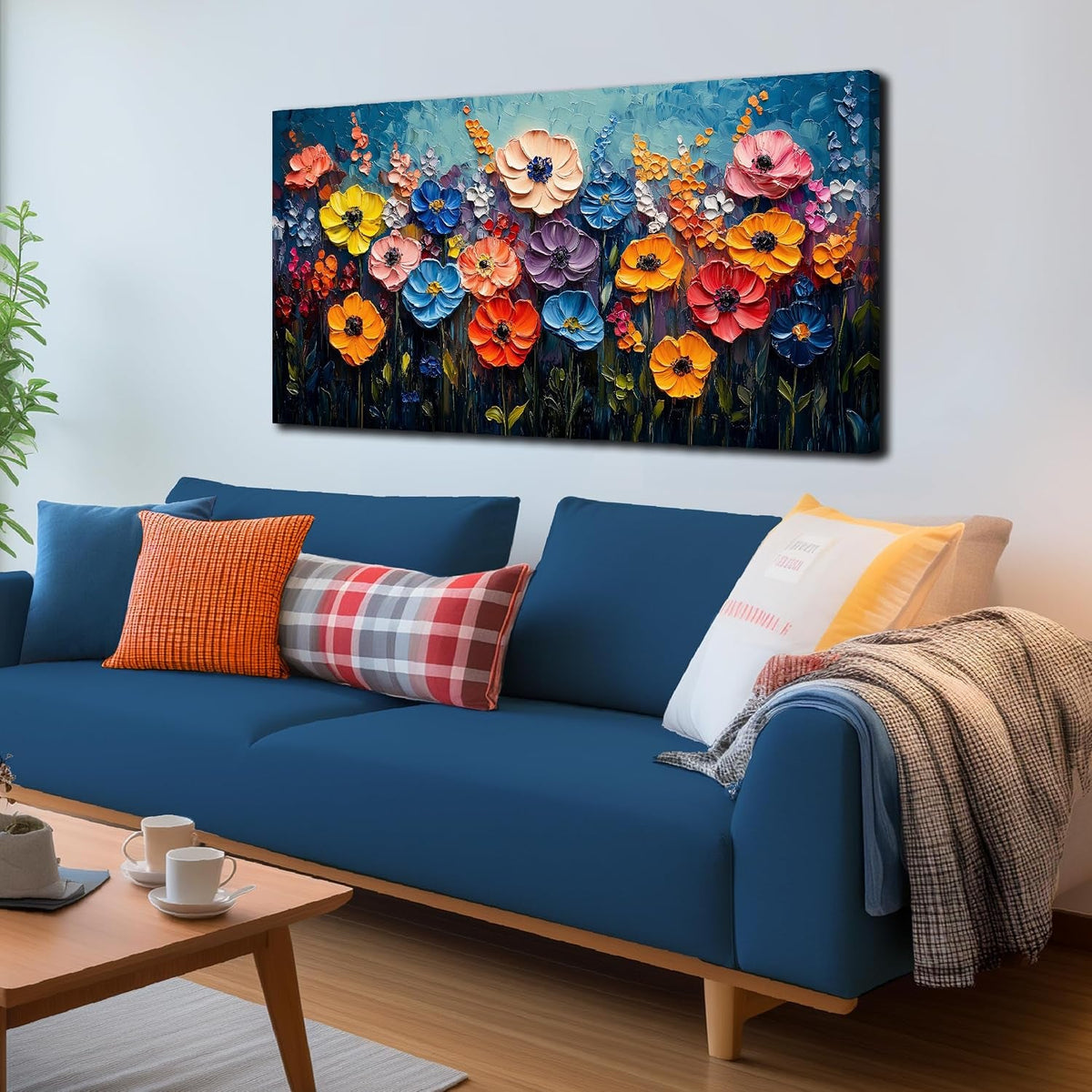 Flower Floral Wall Art 20x40 Colorful Canvas for Living Room – main view