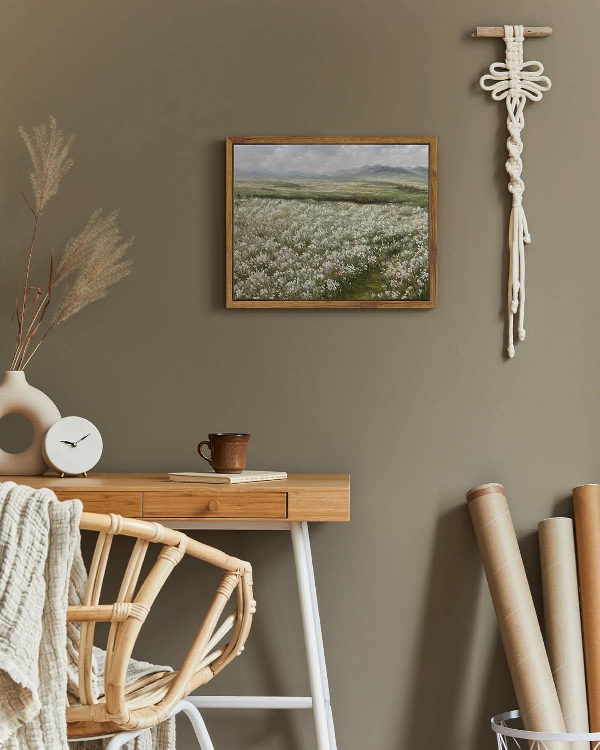 Natural Finish Landscape Wall Art 8x10 Framed Canvas – image 3