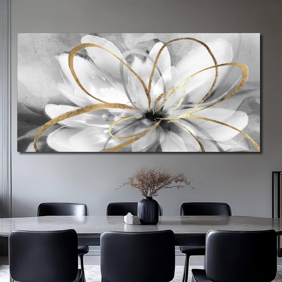 Flower Abstract Floral Wall Art 30x60 White Canvas – image 6