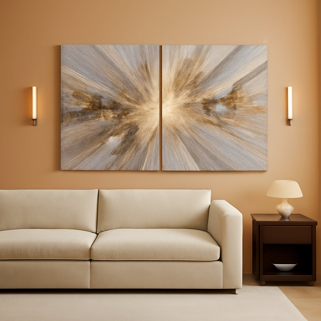 Abstract Wall Art 20x40 White Brown Canvas for Living Room – main view