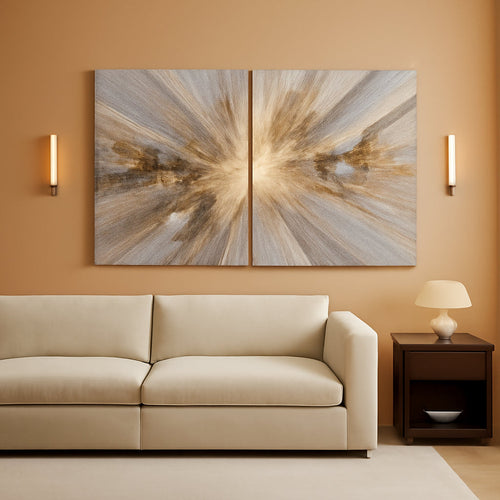 Abstract Wall Art 20x40 White Brown Canvas for Living Room – main view