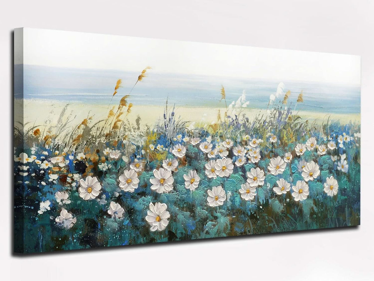 Daisy Textured Canvas Wall Art 58x29 Hand-Painted for Living Room – image 2