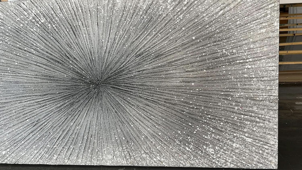 Textured Abstract Wall Art 24x48 Hand-Painted Silver Canvas – image 8